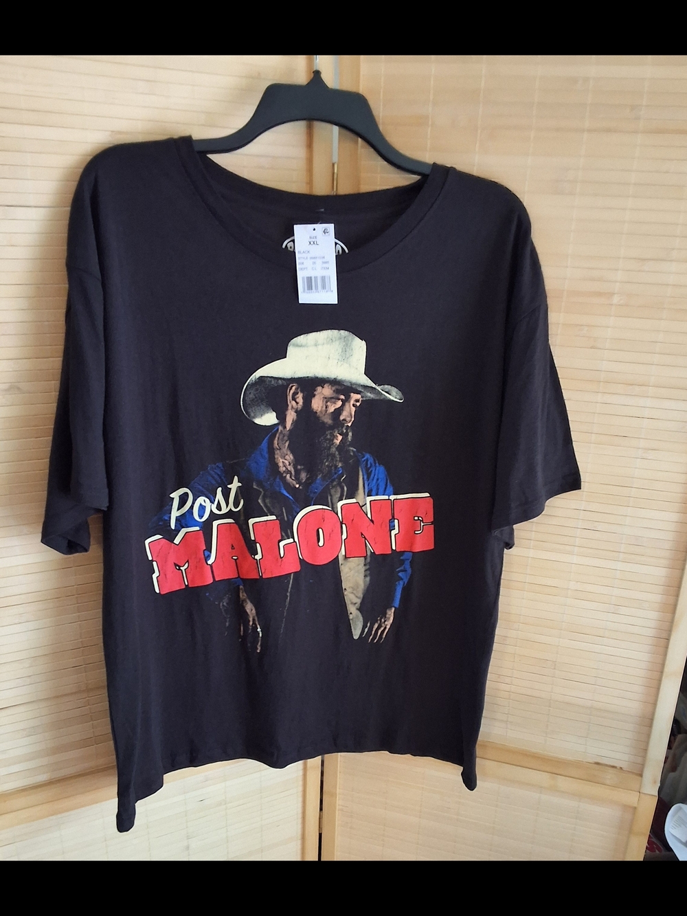 Posty Co-Post Malone Graphic Tee - Black with Red & Blue Print